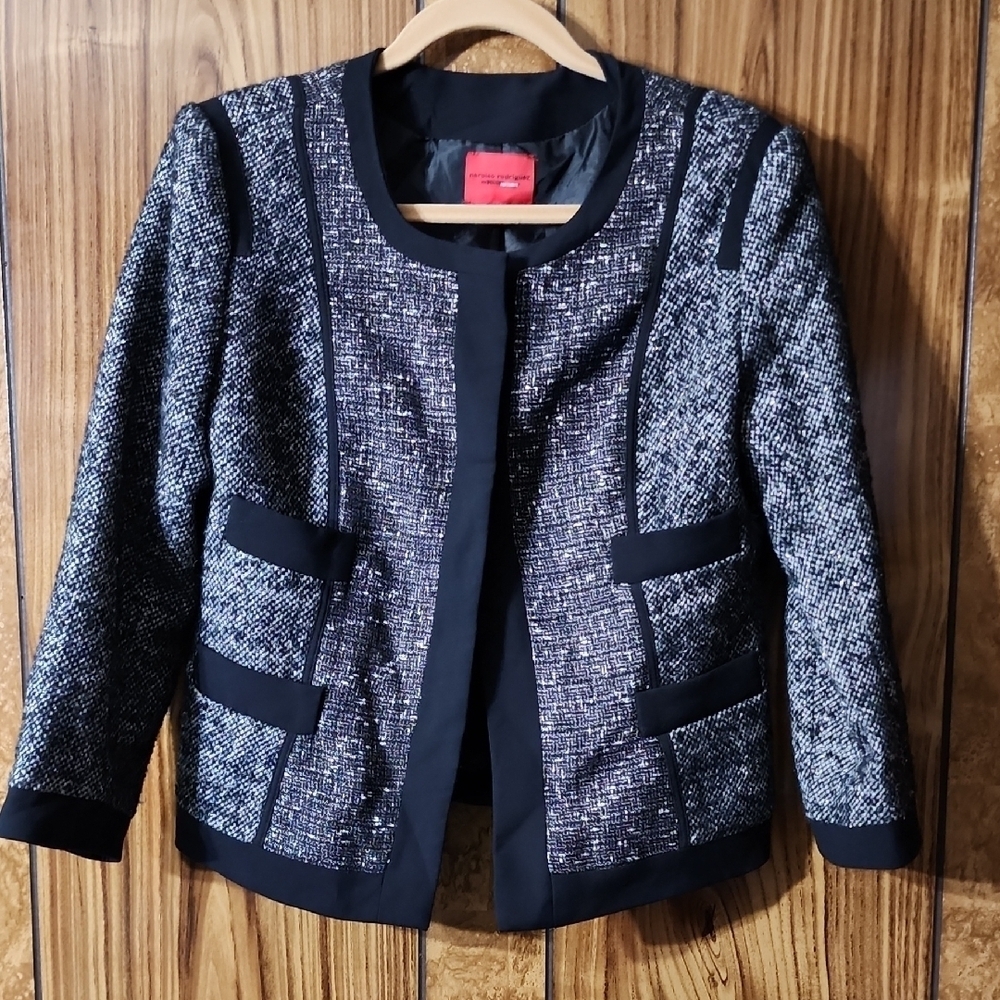 Narciso Rodriguez Tweed Blazer - Black and Silver